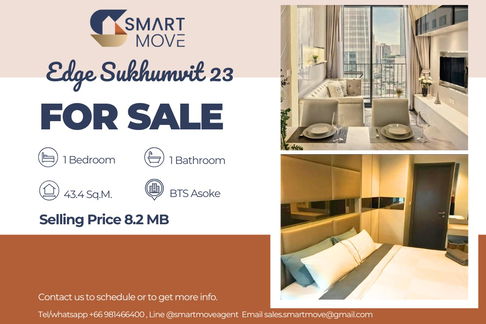 🔥 For Sale !!🔥 Code C20221207206..........Edge Sukhumvit 23, 1 bedroom, 1 bathroom, East Facing, high floor 14++, furnished, Special Deal!!📣📣