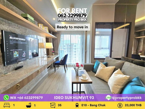 🌟🌟 Modern Condo for Rent at Ideo Sukhumvit 93 – Just 60m to BTS Bang Chak | Bathtub | Fully Furnished 🌟🌟