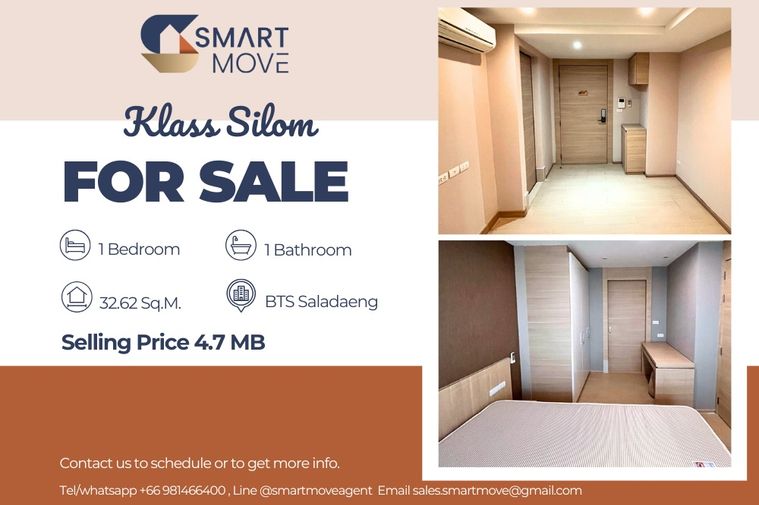 🔥 Sale with tenant !! 🔥 Code C20230400043..........Klass Silom, 1 bedroom, 1 bathroom, North Facing, furnished, Special Deal!!📣📣