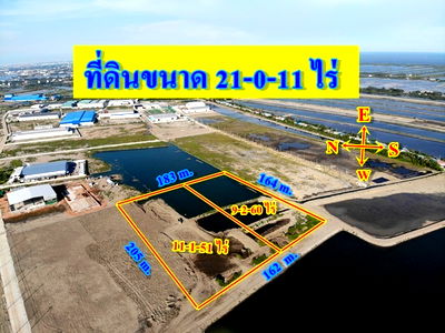 ที่ดิน นิคมสมุทรสาคร : AS019 ขายที่ดินขนาด 21-0-11 ไร่ สี่เหลี่ยมผืนผ้าสวยงาม พร้อมถมแล้ว ใกล้ถนนพระราม 2 ถนนกว้างการเดินทางสะดวก สมุทรสาคร