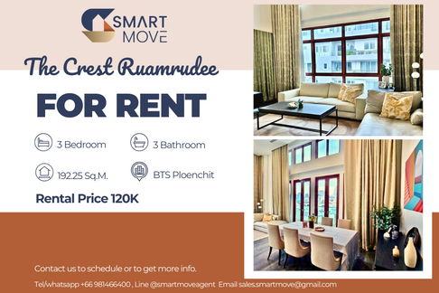 สำหรับเช่า เพนท์เฮ้าส์ !! 🔥 Code C20240200005....The Crest Ruamrudee, 3 ห้องนอน, 3 ห้องน้ำ, 1 ห้องแม่บ้าน, ชั้นสูง 14++, แต่งครบ, พร้อมเข้าอยู่ 📣