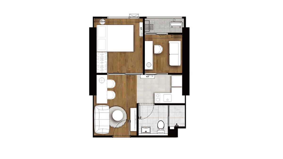 รูป โครงการ ลีฟวิ่น รามคำแหง ขายดาวน์ห้อง Type 1+ 1 Bedroom  (32.87 Sq.m.)  - รูปที่ 7/10