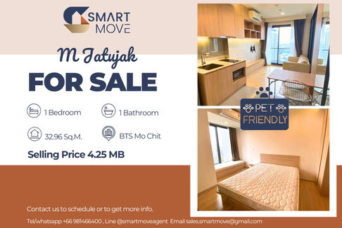 🔥 Sale with tenant !! Pet Friendly !!🔥 Code C20230800197..........M Jatujak, 1 bedroom, 1 bathroom, high floor 22++, furnished, Special Deal!!📣📣