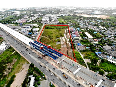 Land for sale Sinsakhon Printing City Industrial Estate : Beautiful land for sale, dark green city plan, land adjacent to road on three sides, land size 31-1-32.1 rai