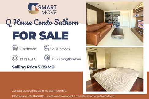 🔥 For Sale !! 🔥 Code C20221204885.........Q House Condo Sathorn, 2 bedroom, 2 bathroom, high floor 25++, South Facing, furnished, Special Deal!!📣📣