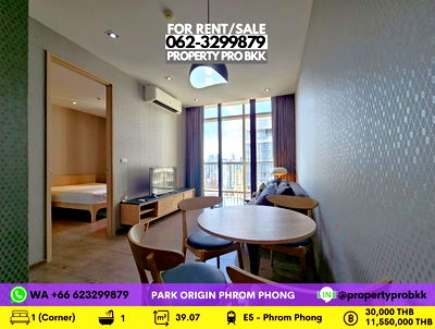 Condos for sale Phrom Phong : 🌟🌟 For Sale Park Origin Phrom Phong: 1 bedroom corner unit on high floor near BTS Phrom Phong