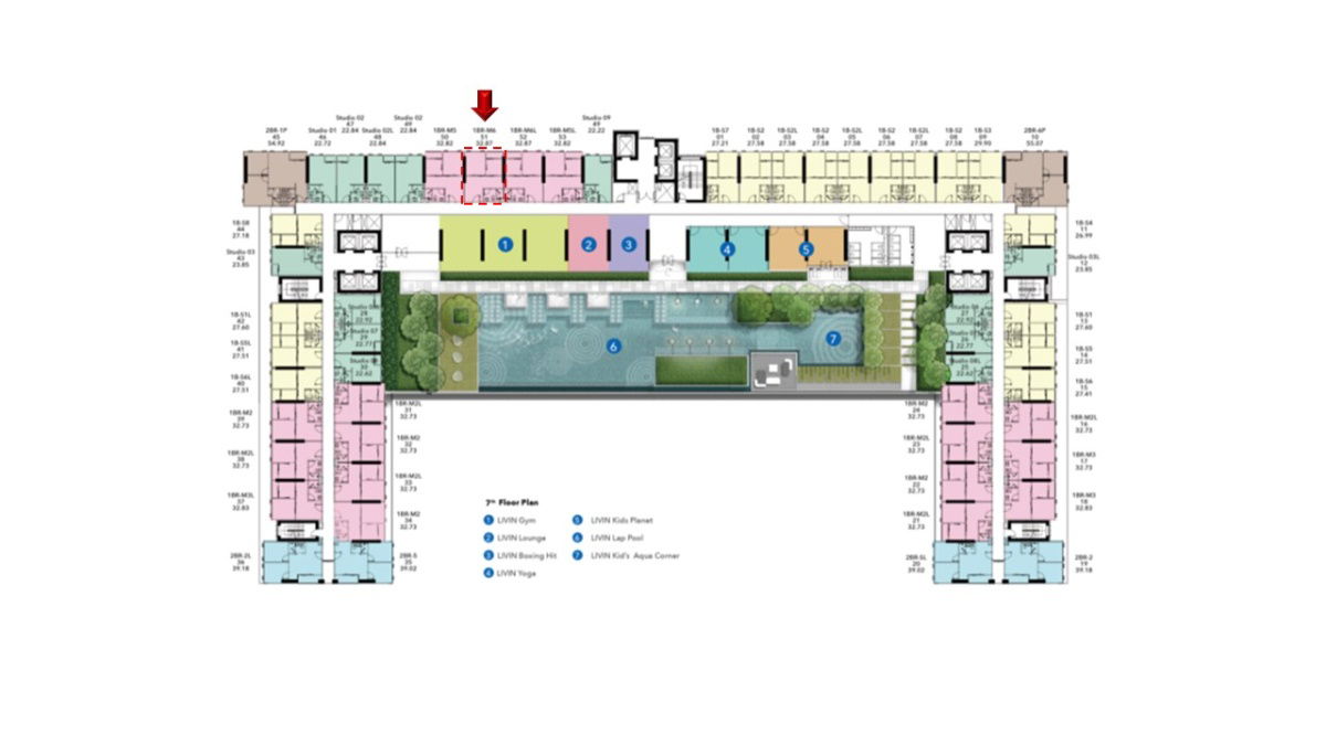 รูป โครงการ ลีฟวิ่น รามคำแหง ขายดาวน์ห้อง Type 1+ 1 Bedroom  (32.87 Sq.m.)  - รูปที่ 6/10