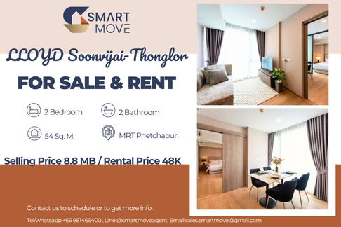🔥 สำหรับขาย- เช่า !!🔥 Code C20240900073.........LLOYD Soonvijai-Thonglor, 2 ห้องนอน, 2 ห้องน้ำ, ห้อง combined, แต่งครบ, ตกแต่งสวย, ราคาพิเศษ!!📣📣