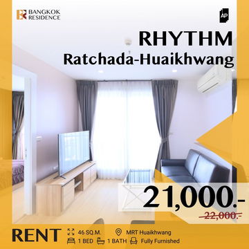 Rhythm Ratchada-Huaikwang 🌟 Stylish & available Unit, 💖 Near MRT Huaikwang