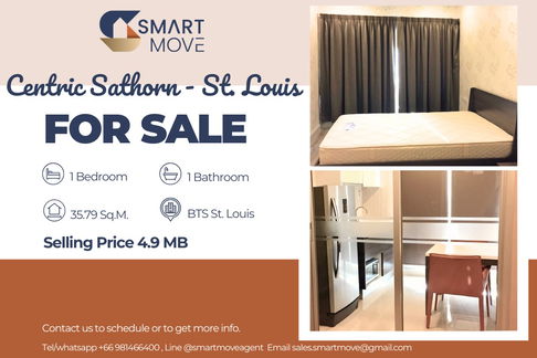 🔥 ขายพร้อมผู้เช่า !!🔥 Code C20221200128..........Centric Sathorn - St. Louis, 1 ห้องนอน, 1 ห้องน้ำ, ชั้นสูง 15++, แต่งครบ, ราคาพิเศษ!!📣📣