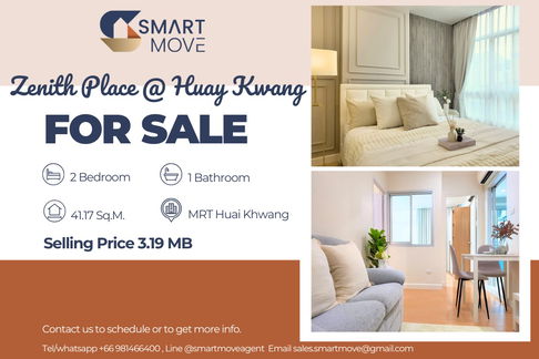🔥 For Sale !! 🔥 Code C20250800002..........Zenith Place @ Huay Kwang, 2 bedroom, 1 bathroom, furnished, Special Deal!!📣📣