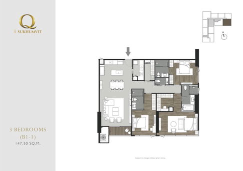 🔥 Q1 Sukhumvit - 3 Bedrooms for SALE 39MB 🔥
