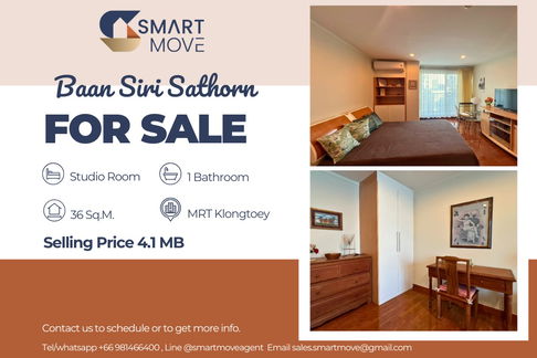 🔥 สำหรับขาย !! 🔥 Code C20221203692..........Baan Siri Sathorn, ห้องสตูดิโอ, 1 ห้องน้ำ, แต่งครบ, ราคาพิเศษ!!📣📣