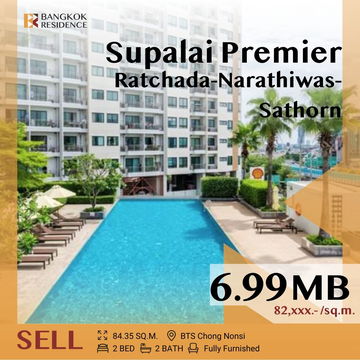 🩵 Modern River View ,Fully Furnished 🩵 Supalai Premier Ratchada-Narathiwas-Sathorn near bts chong nonsi