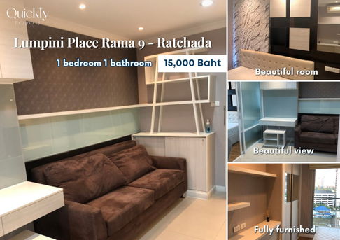 Lumpini Place Rama9 - Ratchada | ราคา 15,000 บาท | ห้องสวย ห้องใหม่ เฟอร์นิเจอร์ครบ พร้อมเข้าอยู่