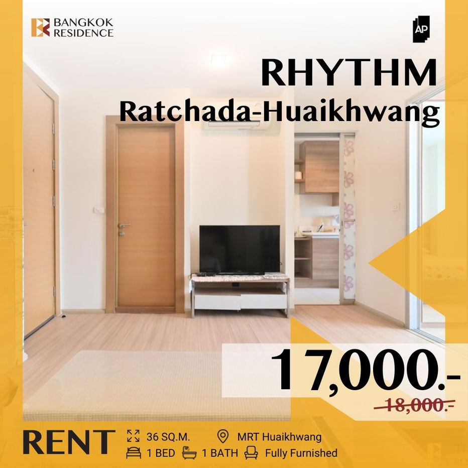 รูป Rhythm Ratchada-Huaikwang ⚡ ห้องสวย รีโนเวทใหม่ 🛌ใกล้ MRT ห้วยขวาง - รูปที่ 1/10
