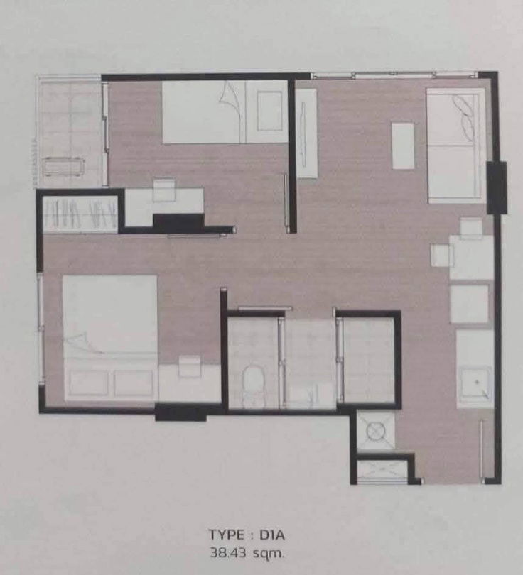 รูป ♨️ให้เช่า​ Kave​ Space​ แบบ​ 2​ ​ห้องนอน​  38​ ตรม.ตึก​ D​ ชั้น​ 3​ ตกแต่งบิ้วอินน์,  เครื่องไฟฟ้าครบ​ ห้อง​พร้อมอยู่​ - รูปที่ 2/25