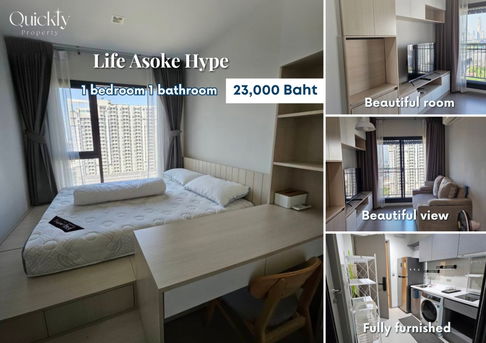 Life Asoke Hype | ราคา 23,000 บาท | ห้องสวย ห้องใหม่ เฟอร์นิเจอร์ครบ พร้อมเข้าอยู่