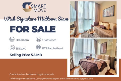 🔥 ขายพร้อมผู้เช่า !!🔥 Code C20230400033..........Wish Signature Midtown Siam, 1 ห้องนอน, 1 ห้องน้ำ, ชั้นสูง 17++, แต่งครบ, ราคาพิเศษ!!📣📣