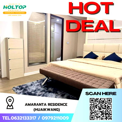 คอนโดให้เช่า : #Z1823💥070868🔥ให้เช่าคอนโด Amaranta Residence (Huaikwang)