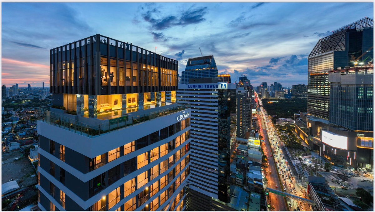 รูป THE CROWN Residences MRT ลุมพินี เพียง 300 ม._ห้องมุม 1 ห้องนอน 28 ตรม.เฟอร์นิเจอร์+เครื่องใช้ไฟฟ้าครบ - รูปที่ 13/15