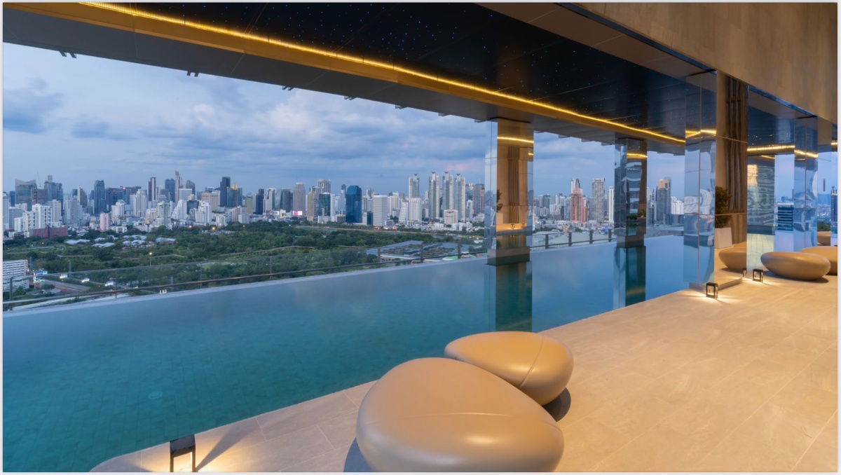 รูป THE CROWN Residences MRT ลุมพินี เพียง 300 ม._ห้องมุม 1 ห้องนอน 28 ตรม.เฟอร์นิเจอร์+เครื่องใช้ไฟฟ้าครบ - รูปที่ 10/15