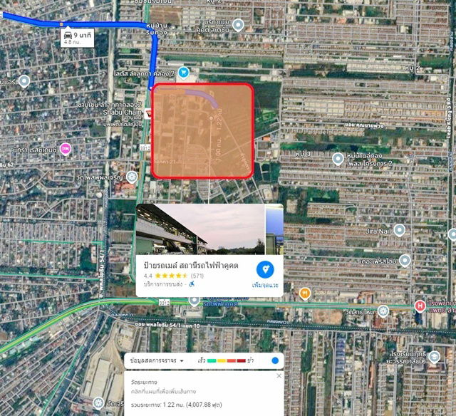 picture BTS KhuKhot only 1.7 km. Land for rent filled in with shop building 2 rai 1 ngan 10 sqwa. 3,640 sq.m - 7/8