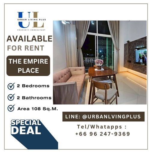 ( U20250811500 )✨ Tel/Line 096-2479369✨ , ให้เช่า ดิ เอ็มไพร์ เพลส สาทร 2 ห้องนอน 2 ห้องน้ำ 108 ตร.ม. Duplex room, ห้องหายาก✨