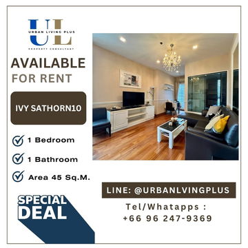 ( U20250811800 ) Tel/Line 096-2479369 !!FOR RENT IVY SATHORN!! 1 bedroom, 1 bathroom, 45 Sq.M. RARE ITEM, Nice room BTS St.Louis