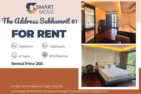 🔥 For Rent !!🔥 Code C20250800024..........The Address Sukhumvit 61, 1 ห้องนอน, 1 ห้องน้ำ, แต่งครบ, วิวต้นไม้, พร้อมเข้าอยู่ 📣📣