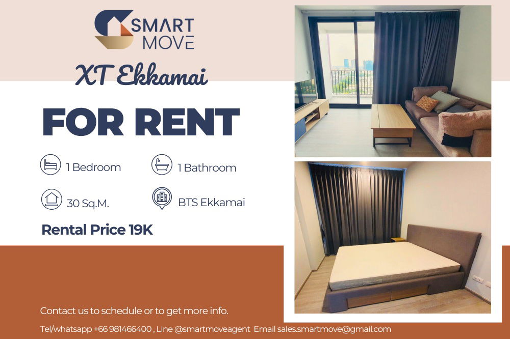 รูป 🔥 For Rent !!🔥 Code C20221210939..........XT Ekkamai, 1 ห้องนอน, 1 ห้อน้ำ, แต่งครบ, ชั้นสูง 18++, วิวเมือง, พร้อมเข้าอยู่ 📣📣 - รูปที่ 1/5
