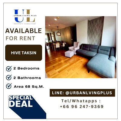 Condos for rent : ( U20250813400 )✨Tel/Line 096-2479369✨, FOR RENT !! HIVE TAKSIN 2 bedrooms 2 bathrooms 68 Sq.M. Corner unit,  Hot deal