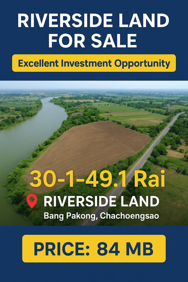 picture 🌊Premium riverside land in BangPakong, 30+rai, ONLY1plot, BangKhla, next to the main road+river, beautiful view, potential for various developments - 14/14