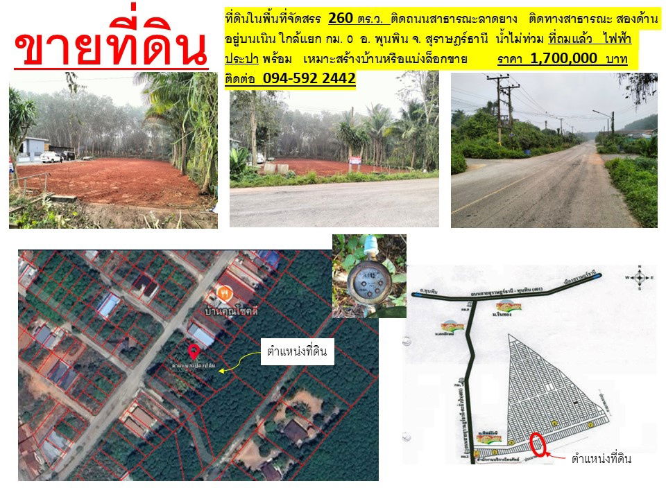 รูป ขายที่ดิน " โฉนด "  251.6 ตร.ว.   เหมาะสำหรับสร้างบ้าน เป็น ที่จัดสรร  นำ้ไม่ท่วม   มีไฟฟ้า ประปาพร้อม  0816919593 , 0945922442  - รูปที่ 1/7