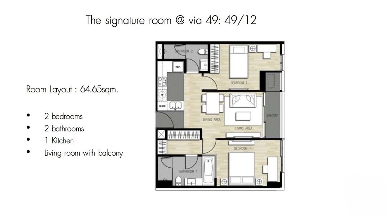 รูป คอนโดให้เช่า 2 ห้องนอน ในโครงการ เวีย 49 1736016 - รูปที่ 7/7