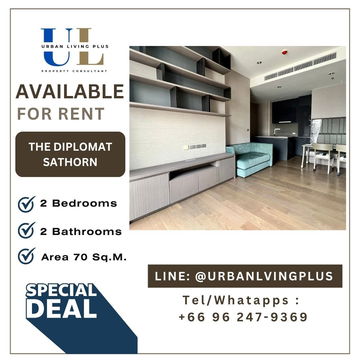 ( U20231026200 ) ✨Tel/Line 096-2479369✨ FOR RENT The Diplomat Sathorn Condo 2 bedroom, 2 bathroom, Corner room, furnished, Special Deal!!
