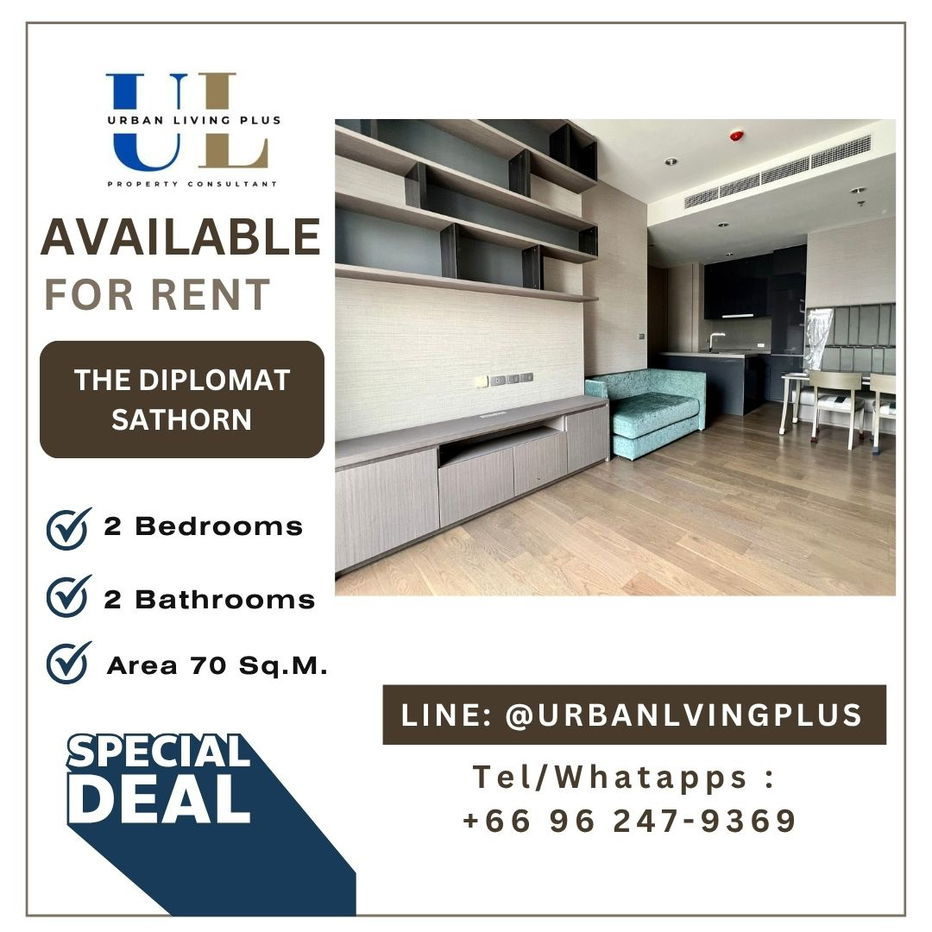 picture ( U20231026200 ) ✨Tel/Line 096-2479369✨ FOR RENT The Diplomat Sathorn Condo 2 bedroom, 2 bathroom, Corner room, furnished, Special Deal!! - 1/9