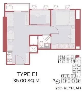 Rare typer 1 bed Plus 35sqm Aspire Sukhumvit Rama 4