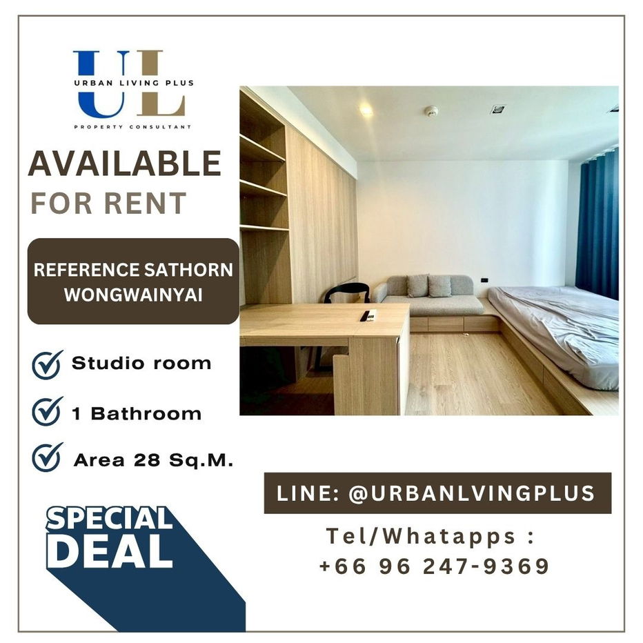 รูป ( U20250808100 )✨Tel/Line 096-2479369✨ , ให้เช่า เรฟเฟอเรนซ์ สาทร-วงเวียนใหญ่ , ห้องสตูดิโอ, 1 ห้องน้ำ, 28 ตร.ม. ห้องใหม่ ห้องสวย ราคาพิเศษ!! - รูปที่ 1/11