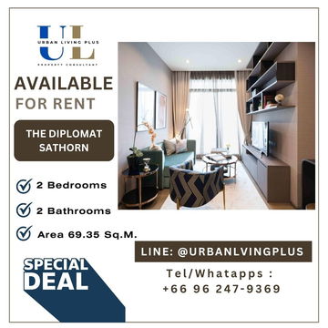 ( U20250807200 ) ✨Tel/Line 096-2479369✨ , ให้เช่า เดอะ ดิโพลแมท สาทร , 2 ห้องนอน, 2 ห้องน้ำ, 70 ตร.ม. ห้องสวย ราคาพิเศษ!!