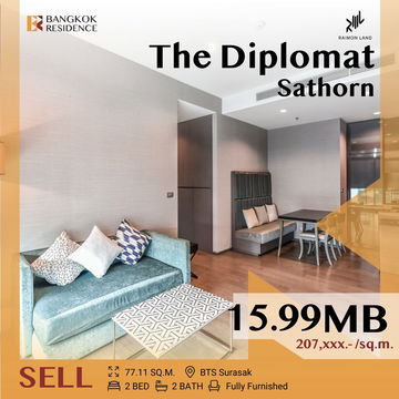 Best Price💸 Luxury Condo in Sathorn’s Prime CBD,The Diplomat Sathorn near BTS Surasak