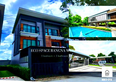 Townhouses for sale Raffles International College : 3-story townhome ,corner unit next to garden, near Mega-Bangna, Newly renovated,