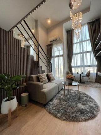 picture Duplex room for rent, 2 floors, beautiful room, fully furnished, IDEO Rama 9 - Asoke, near MRT Rama 9, ready to move in. add line @500adtpm  - 7/10