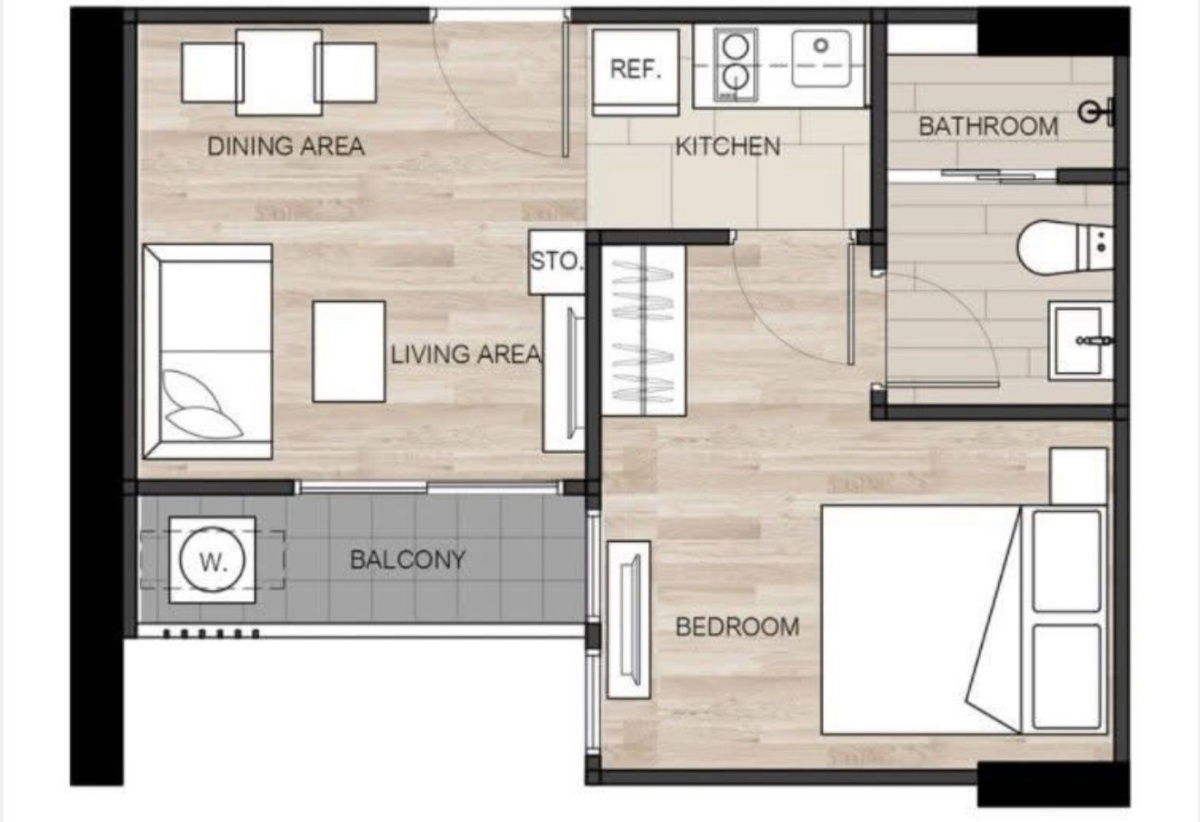 picture *** Condo for Rent : The Base Garden-Rama9 High floor Fully furnished Nice decorated *** - 9/9