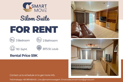 🔥 สำหรับเช่า !! ห้องหายาก !! 🔥 Code C20250800016..........Silom Suite, 3 ห้องนอน, 2 ห้องน้ำ, ชั้นสูง 24++, แต่งครบ, พร้อมเข้าอยู่ 📣📣
