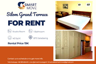 Condos for rent Bangkok : 🔥 For Rent !!🔥 Code C20230204030..........Silom Grand Terrace, Studio room, 1 bathroom, Good location, furnished, ready to move in 📣📣