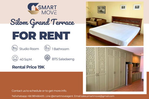 🔥 สำหรับเช่า !!🔥 Code C20230204030..........Silom Grand Terrace, ห้องสตูดิโอ, 1 ห้องน้ำ, ทำเลดี, แต่งครบ, พร้อมเข้าอยู่ 📣📣