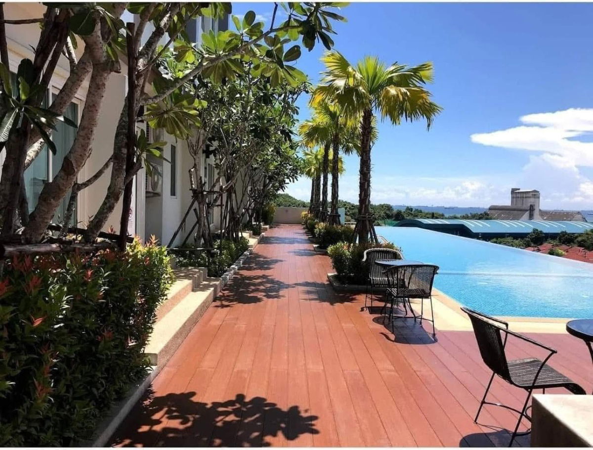 picture UK01-350 Sea Hill Condo for rent, Sriracha, 6th floor, corner room, rent only 8,000 baht/month, mountain and sea view - 16/16