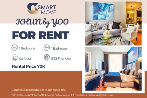 🔥 For Rent !! 🔥 Code C20250800011.......KHUN by YOO, 1 bedroom, 1 bathroom, high floor 13++, furnished, ready to move in, Ultra Luxury Condo !! 📣📣