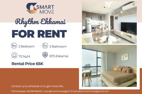 รูปภาพ 🔥 For Rent !!🔥 Code C20240201229..........Rhythm Ekkamai, 2 bedroom, 2 bathroom, high floor 21++, corner room, furnished, ready to move in 📣📣